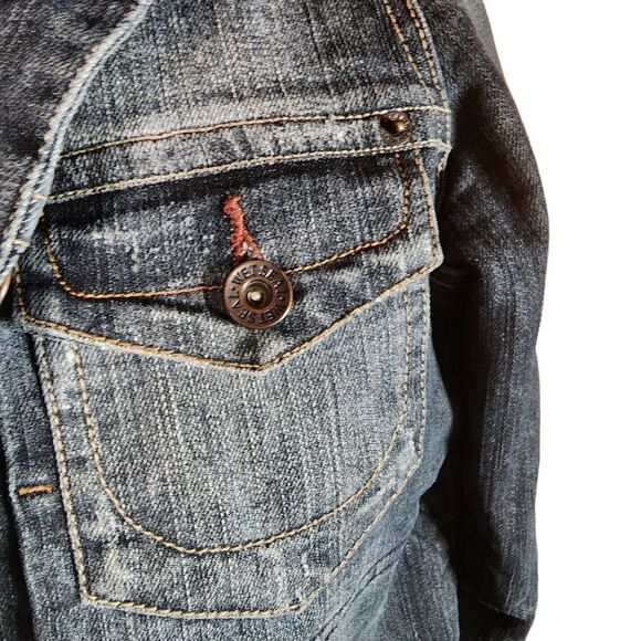 Wet Seal Womens XS - S Dark Wash Denim Jean Jacket Y2K Cropped 2000s style retro - Picture 7 of 8